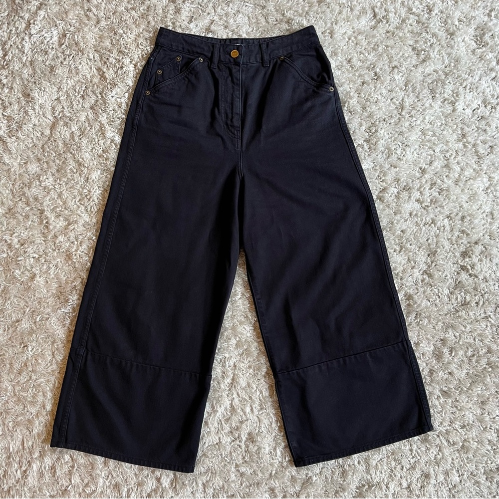 Jacquemus La Riviera Wide Leg Cropped Jeans in Black Size 27 - Picture 4 of 12